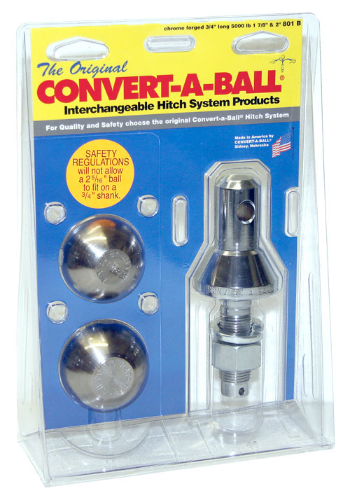 & 2in 1 7/8in 3/4in Dia Balls Convert-A-Ball Interchangeable Hitch Ball Set Shank Dia 